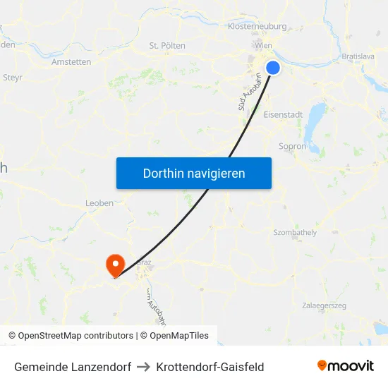 Gemeinde Lanzendorf to Krottendorf-Gaisfeld map