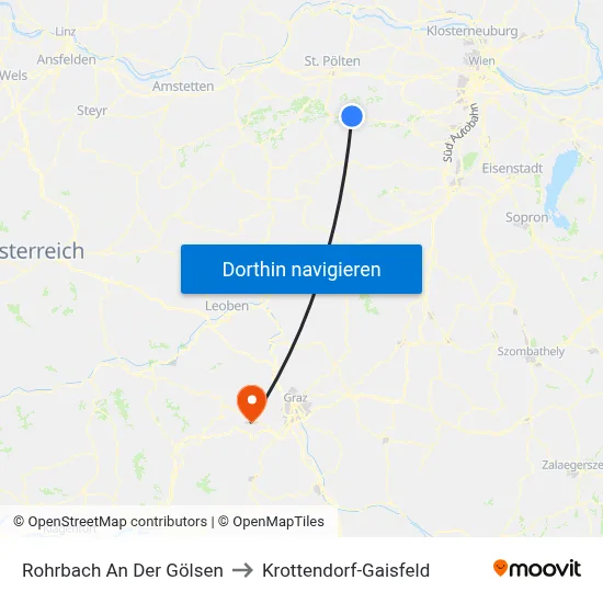 Rohrbach An Der Gölsen to Krottendorf-Gaisfeld map