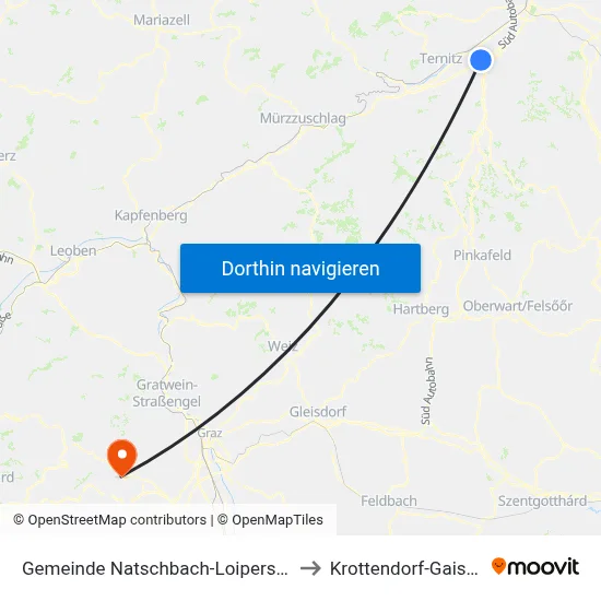 Gemeinde Natschbach-Loipersbach to Krottendorf-Gaisfeld map