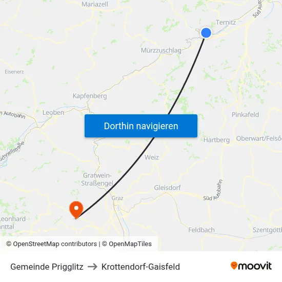 Gemeinde Prigglitz to Krottendorf-Gaisfeld map