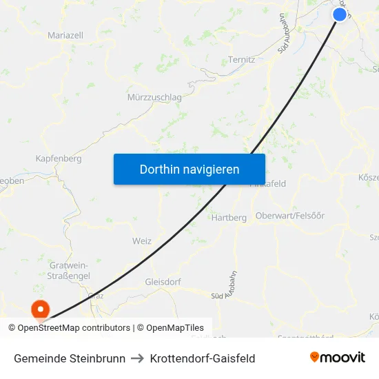 Gemeinde Steinbrunn to Krottendorf-Gaisfeld map