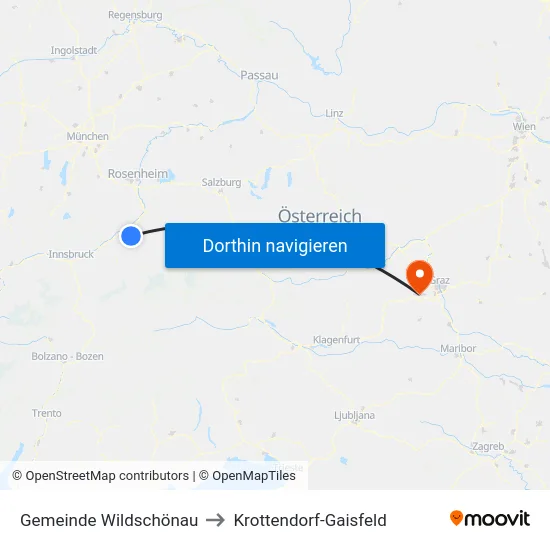 Gemeinde Wildschönau to Krottendorf-Gaisfeld map