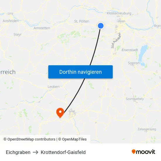 Eichgraben to Krottendorf-Gaisfeld map