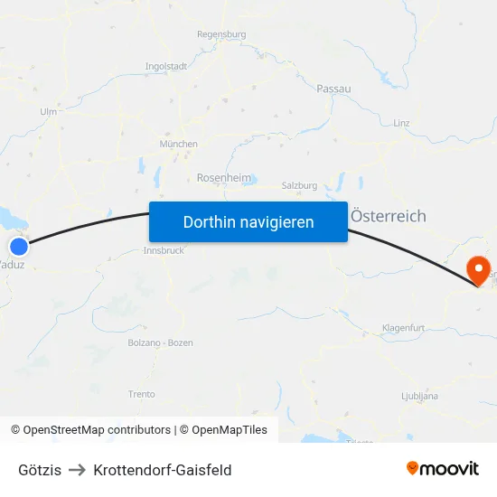 Götzis to Krottendorf-Gaisfeld map