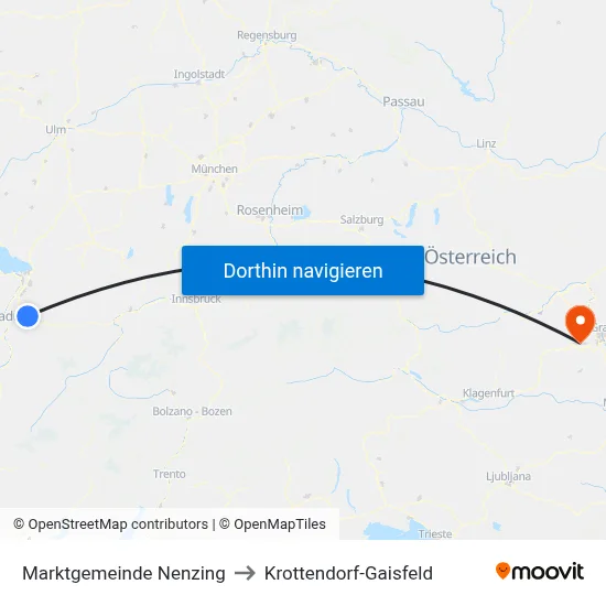 Marktgemeinde Nenzing to Krottendorf-Gaisfeld map