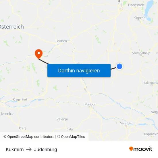 Kukmirn to Judenburg map