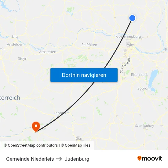 Gemeinde Niederleis to Judenburg map