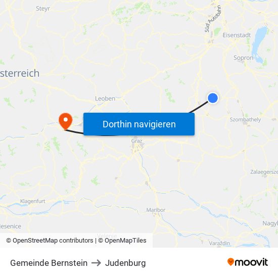 Gemeinde Bernstein to Judenburg map