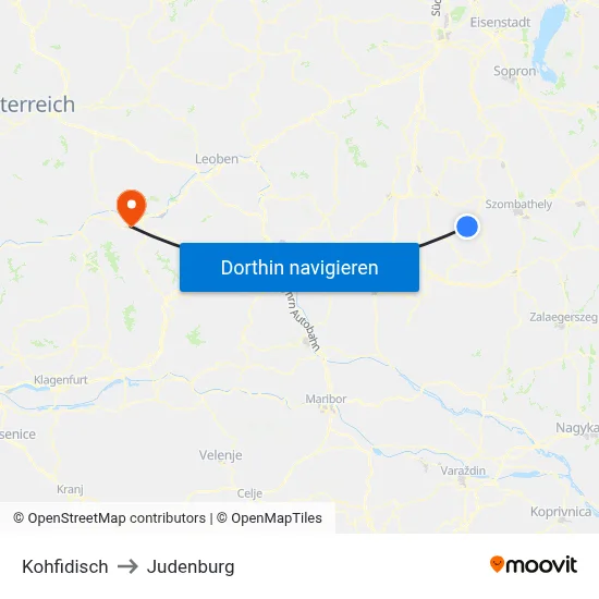 Kohfidisch to Judenburg map
