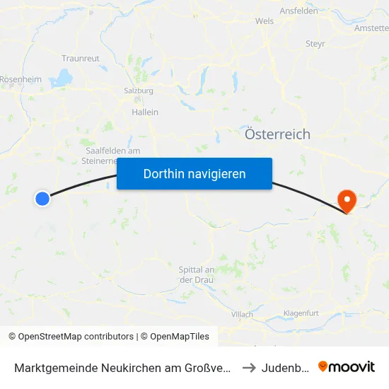 Marktgemeinde Neukirchen am Großvenediger to Judenburg map