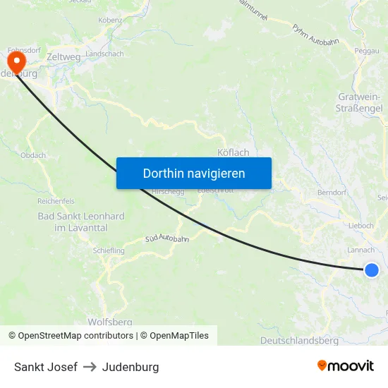 Sankt Josef to Judenburg map