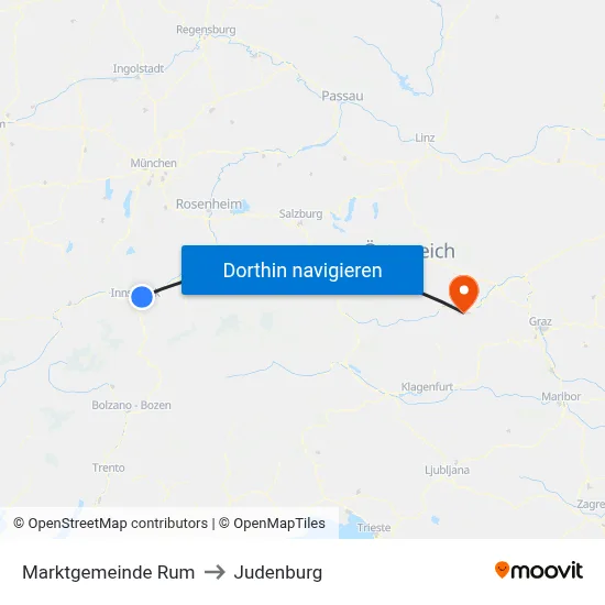 Marktgemeinde Rum to Judenburg map