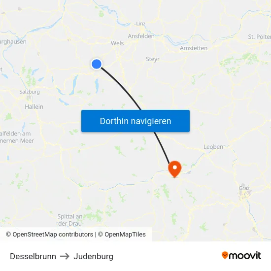 Desselbrunn to Judenburg map