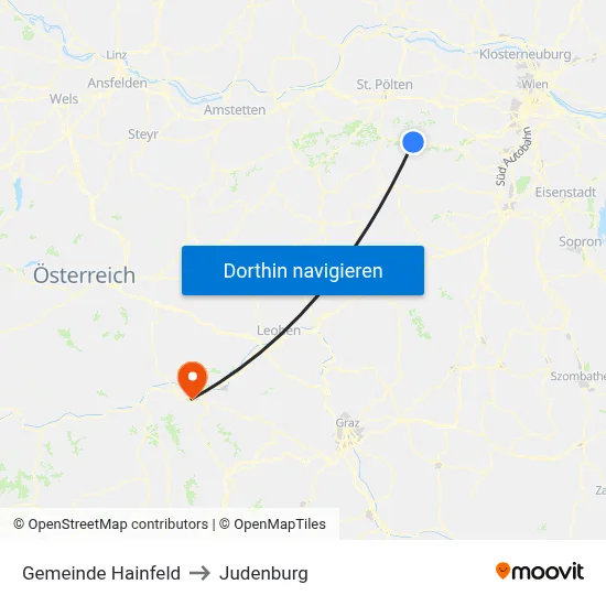 Gemeinde Hainfeld to Judenburg map