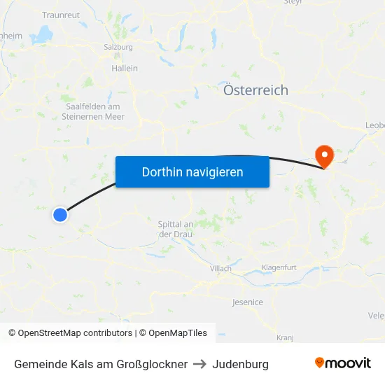 Gemeinde Kals am Großglockner to Judenburg map
