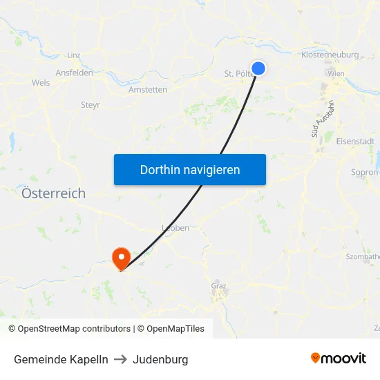 Gemeinde Kapelln to Judenburg map
