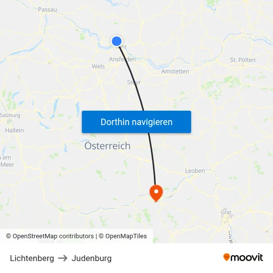 Lichtenberg to Judenburg map