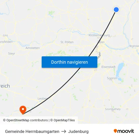 Gemeinde Herrnbaumgarten to Judenburg map