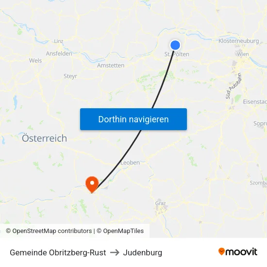 Gemeinde Obritzberg-Rust to Judenburg map