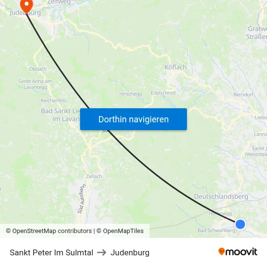 Sankt Peter Im Sulmtal to Judenburg map
