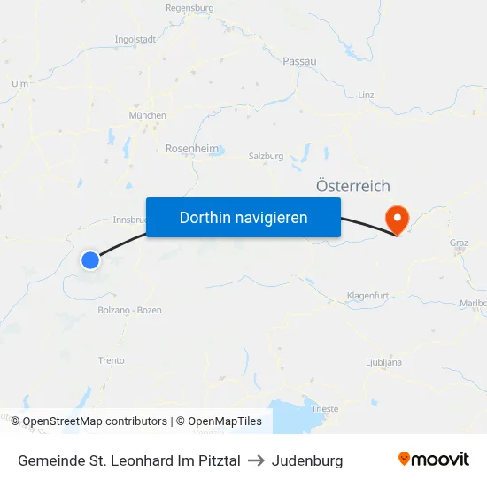 Gemeinde St. Leonhard Im Pitztal to Judenburg map