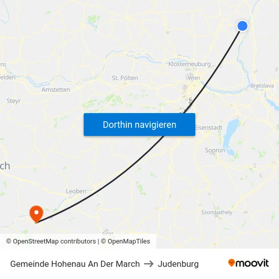 Gemeinde Hohenau An Der March to Judenburg map