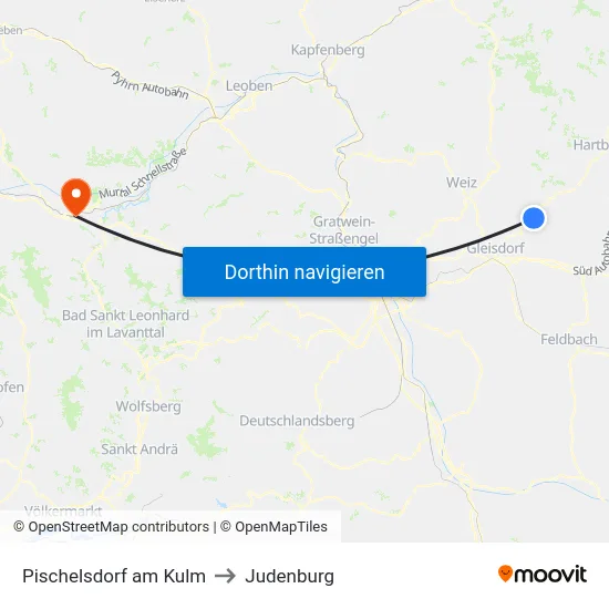 Pischelsdorf am Kulm to Judenburg map