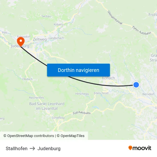 Stallhofen to Judenburg map