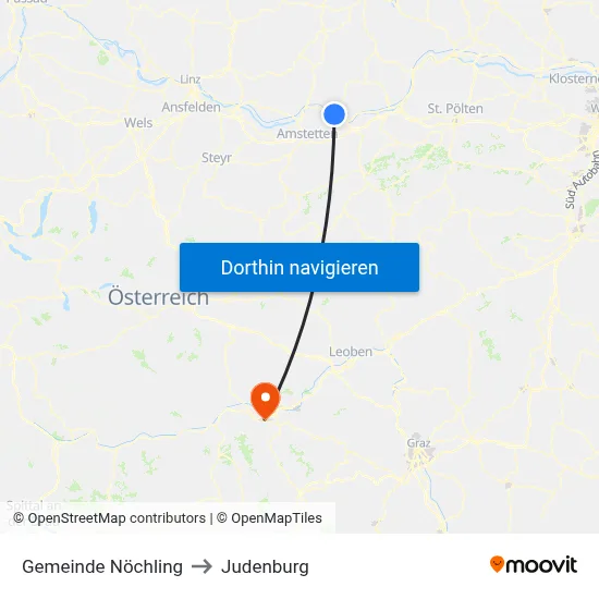 Gemeinde Nöchling to Judenburg map