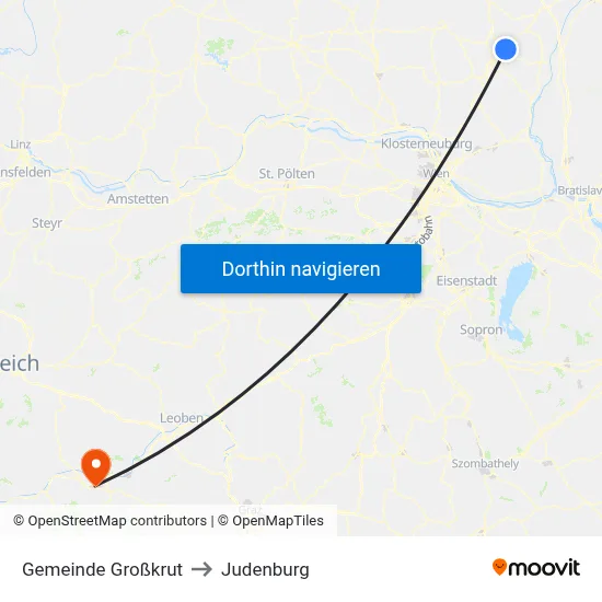Gemeinde Großkrut to Judenburg map