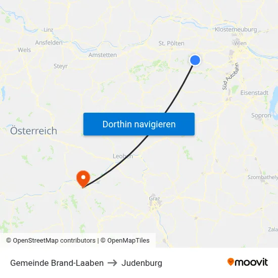 Gemeinde Brand-Laaben to Judenburg map