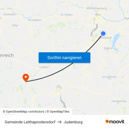 Gemeinde Leithaprodersdorf to Judenburg map