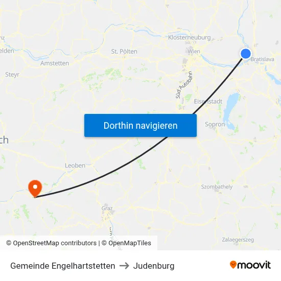 Gemeinde Engelhartstetten to Judenburg map