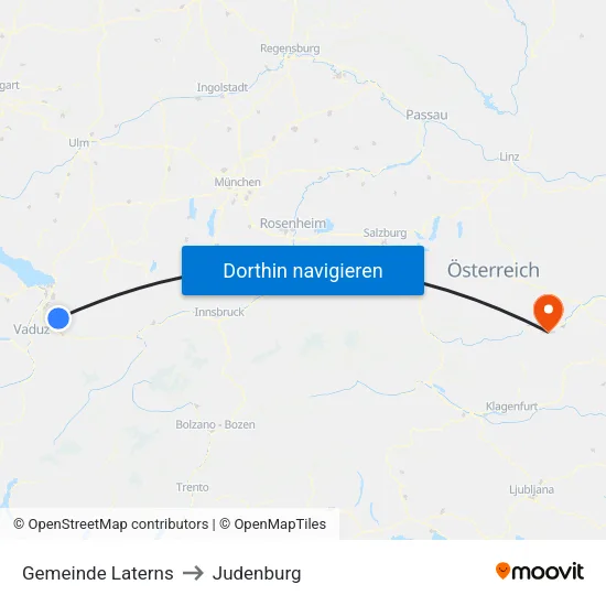 Gemeinde Laterns to Judenburg map