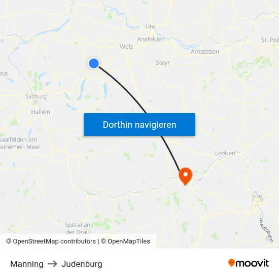 Manning to Judenburg map