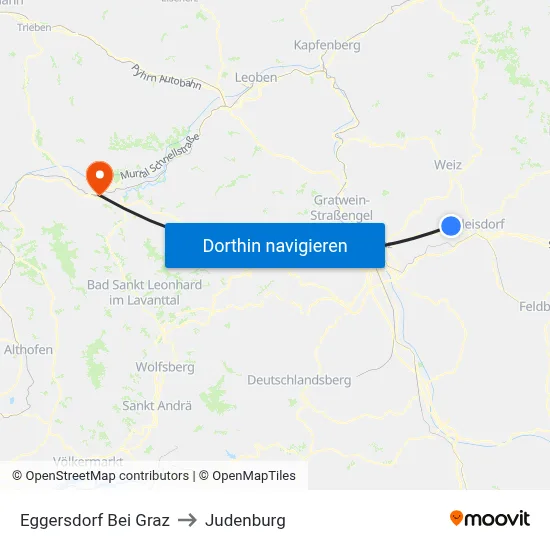 Eggersdorf Bei Graz to Judenburg map