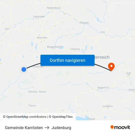 Gemeinde Karrösten to Judenburg map