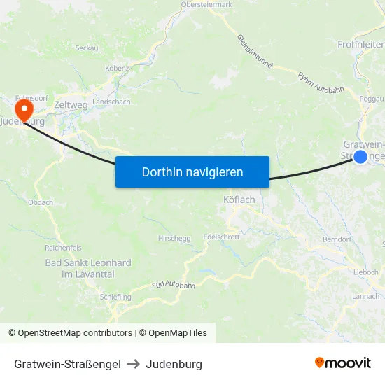 Gratwein-Straßengel to Judenburg map
