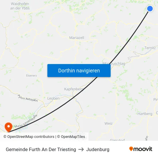 Gemeinde Furth An Der Triesting to Judenburg map