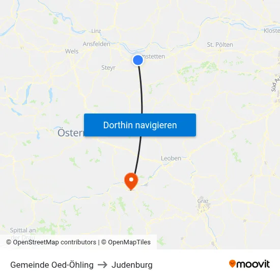 Gemeinde Oed-Öhling to Judenburg map