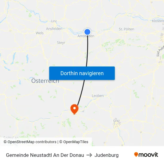 Gemeinde Neustadtl An Der Donau to Judenburg map