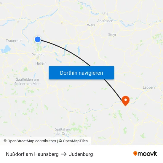 Nußdorf am Haunsberg to Judenburg map