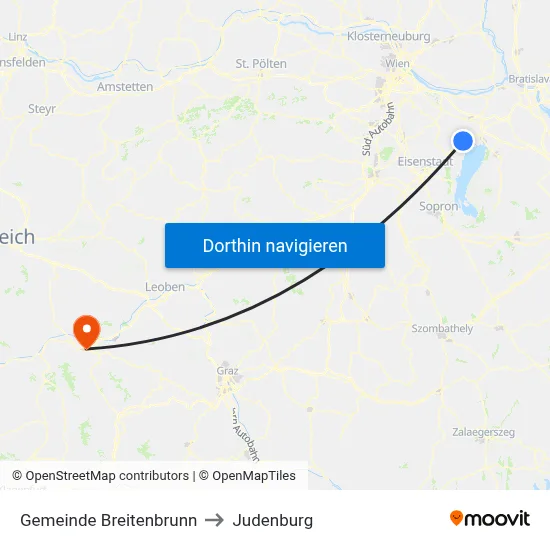 Gemeinde Breitenbrunn to Judenburg map