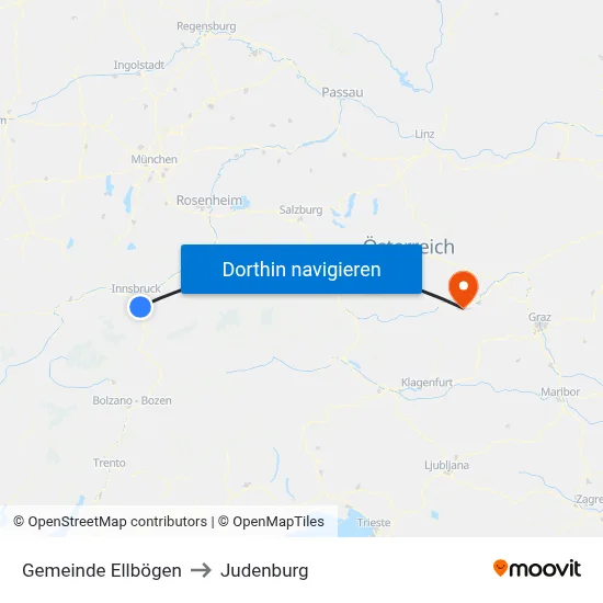 Gemeinde Ellbögen to Judenburg map