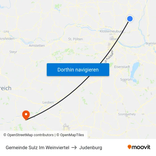 Gemeinde Sulz Im Weinviertel to Judenburg map