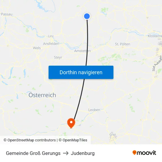 Gemeinde Groß Gerungs to Judenburg map