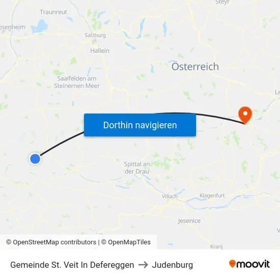 Gemeinde St. Veit In Defereggen to Judenburg map