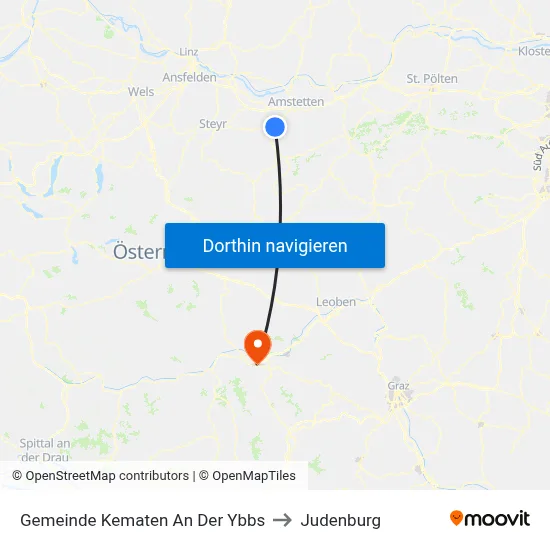 Gemeinde Kematen An Der Ybbs to Judenburg map