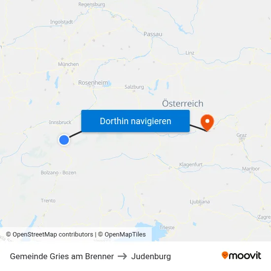 Gemeinde Gries am Brenner to Judenburg map