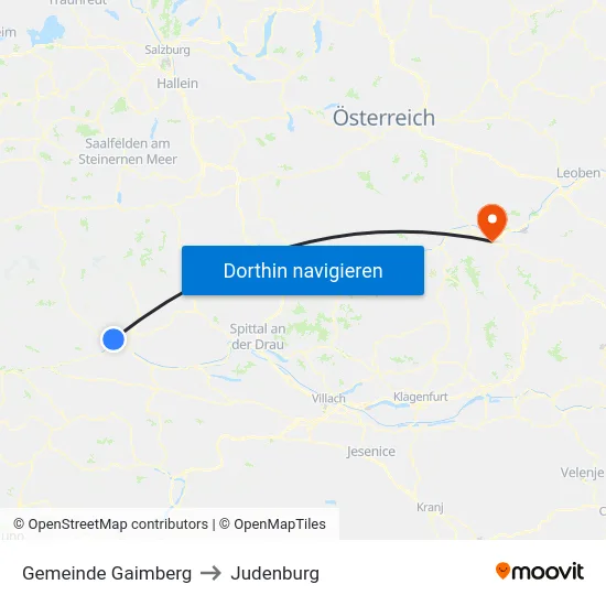 Gemeinde Gaimberg to Judenburg map